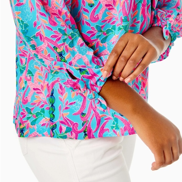 Lilly Pulitzer - Maryellen Off-the-shoulder Top - Multi Seaweed Samba - Picture 2 of 11